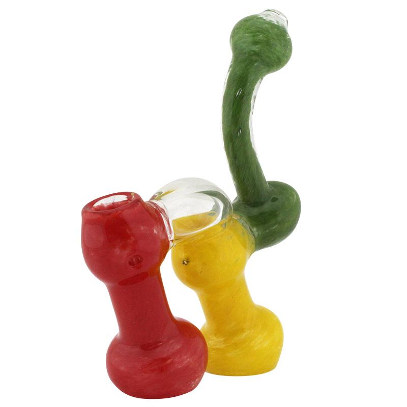 7" Frit Glass Rasta 2-Chamber Bubbler