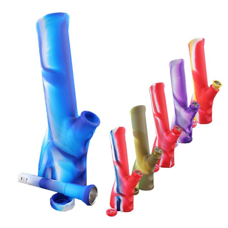 10" Silicone Hand-Grip Water Pipe w/ Metal Bowl