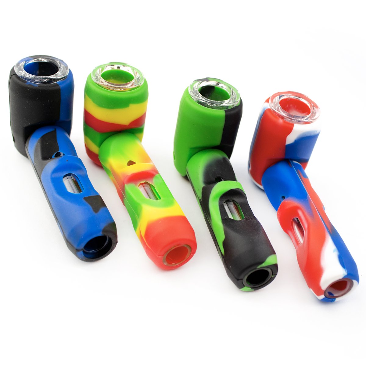 4 Silicone Hand Pipe with Detachable Glass Bowl