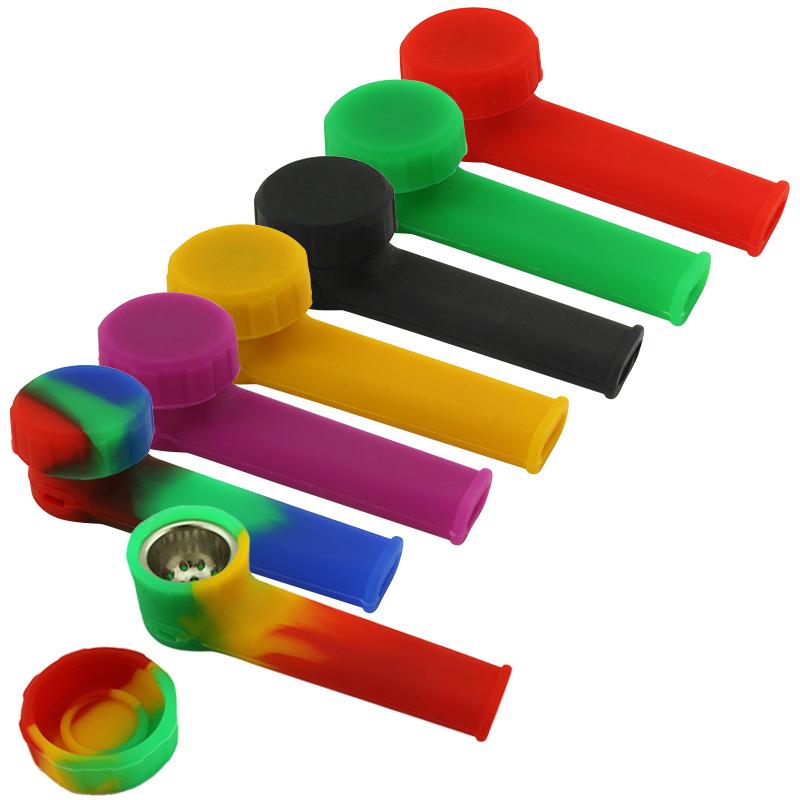 3.5" Silicone Hand Pipe with Metal Bowl