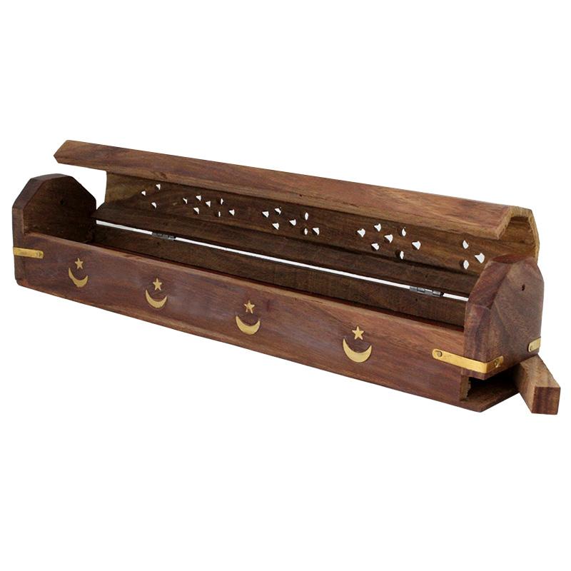 Moon Wooden Incense Coffin Burner