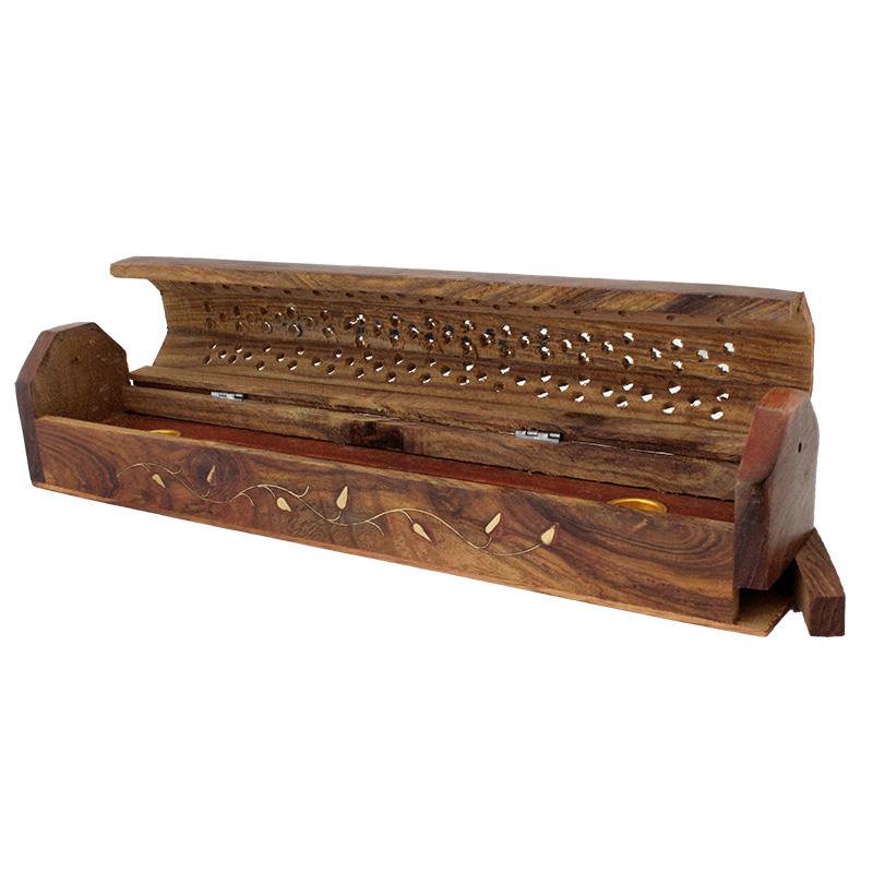 Leaves Wooden Incense Coffin Burner