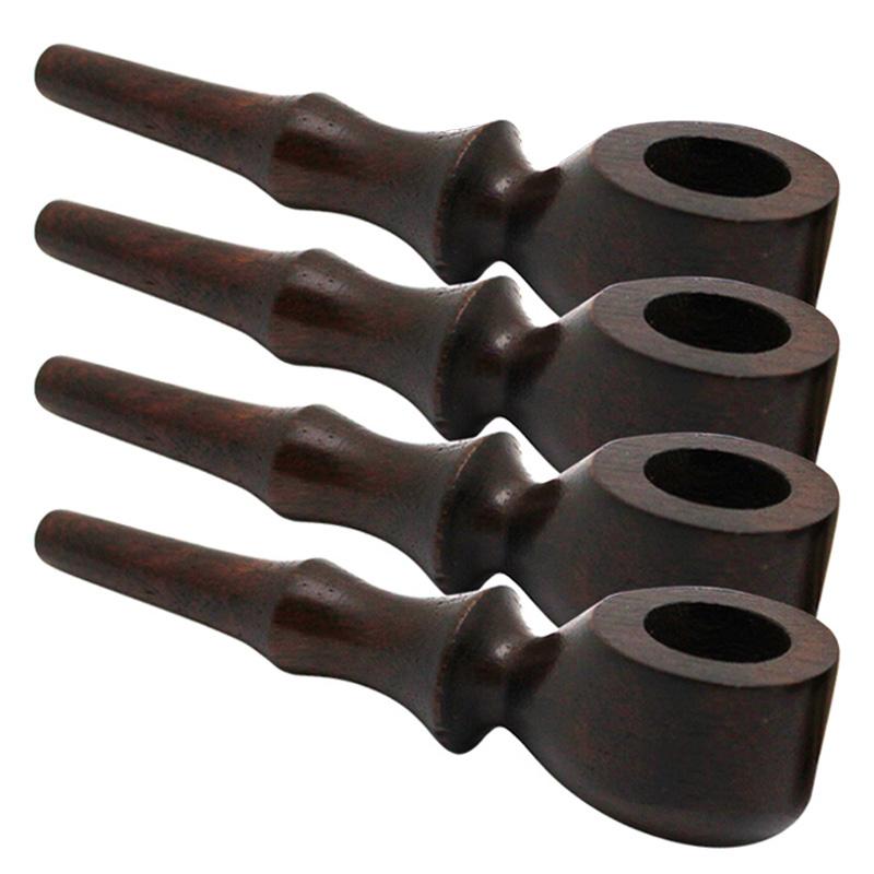 4" Dark Mahogany Wooden Hand Pipe 4-Pack