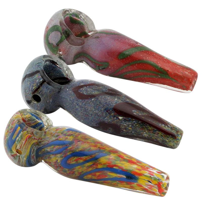 3.5" Frit Drizzled Glass Hand Pipe