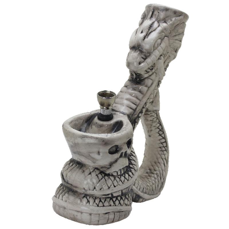 10" Skull & Dragon Ceramic Water Pipe