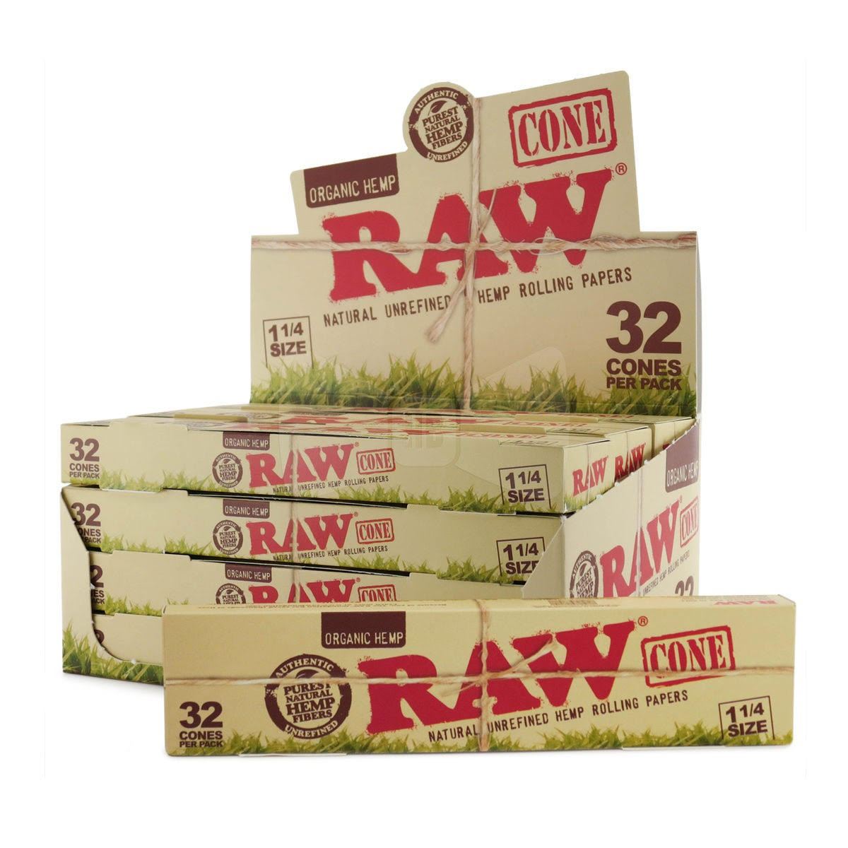 Raw Organic Classic 1 1/4" Cone - 12 Packs/Display