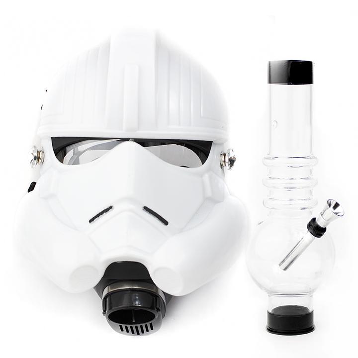 White Storm Troopers Gas Mask with Acrylic Water Pipe